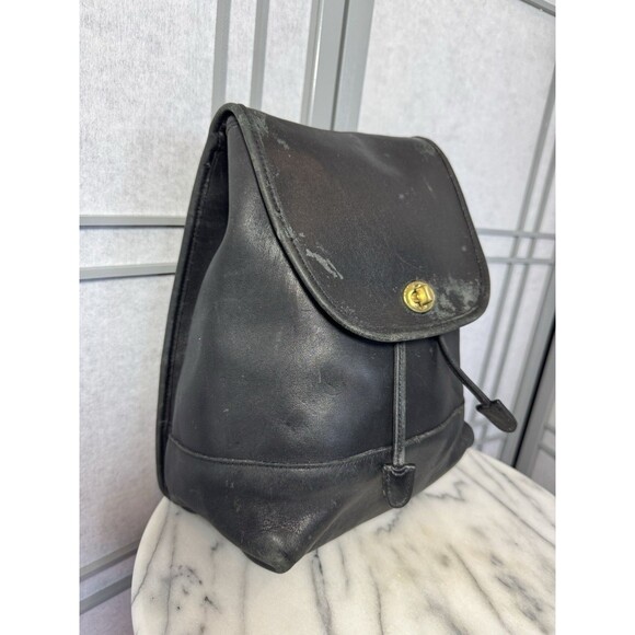Coach VINTAGE 9791 Black Soft Leather Backpack Daypack Rucksack Drawstring FLAW* - Picture 5 of 14